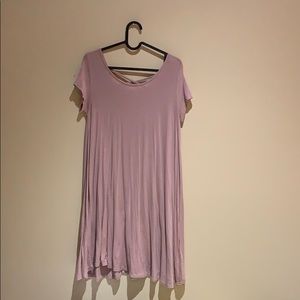 Pink Knee Length Dress with Crisscross Back